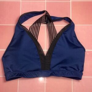 Victoria Sport Navy Blue Strappy Mesh V-Neck Sports Bra Small